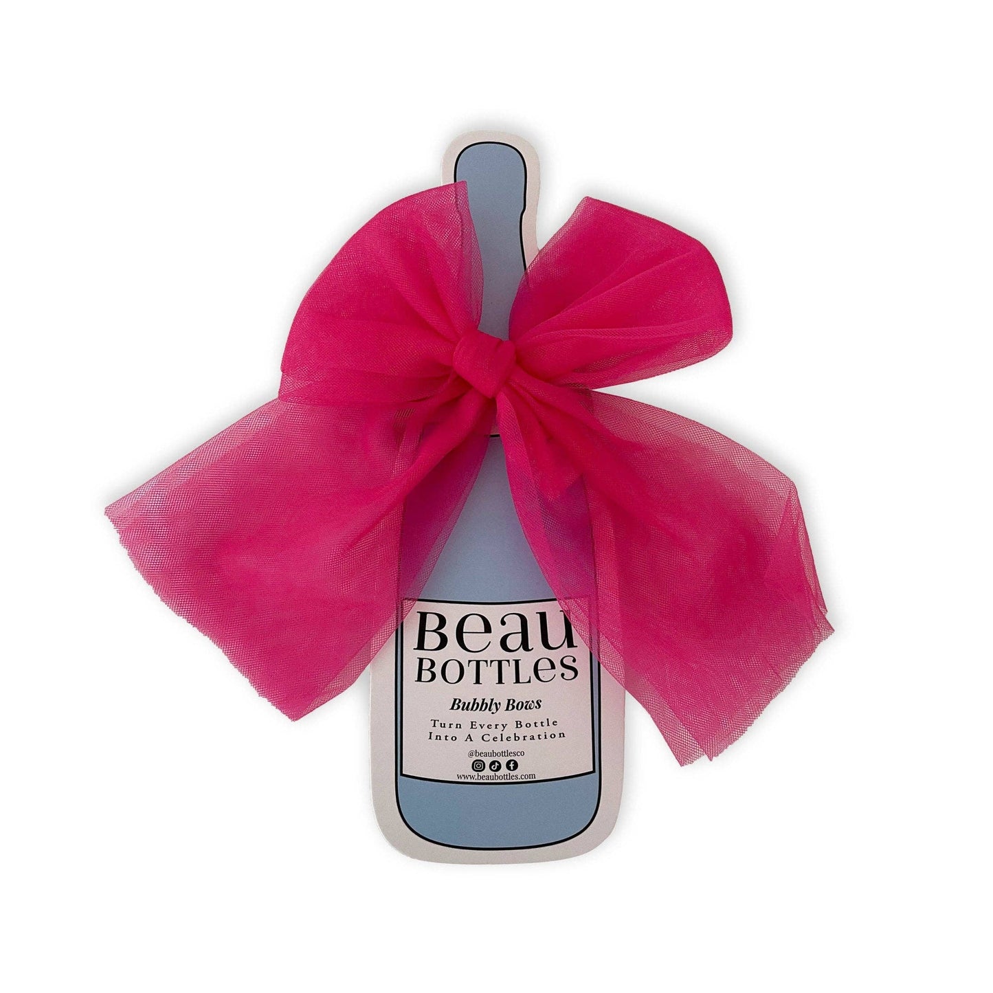 Beau Bottles - Beau Bottles Hot Pink Tulle Bottle Bow