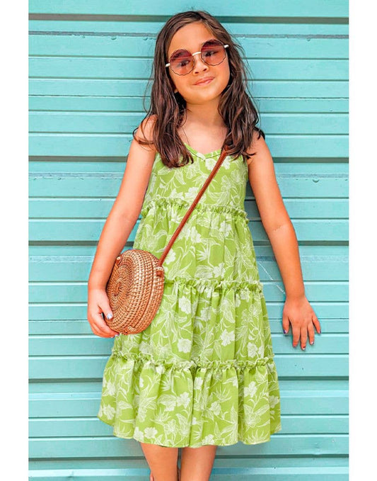 Maxi Dress w/ Back Smocking (Green Floral)