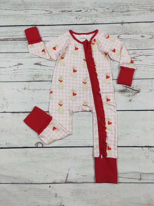 sassy kids palace - Baby Girls Puppy Printed Valentine's Day Sleeper