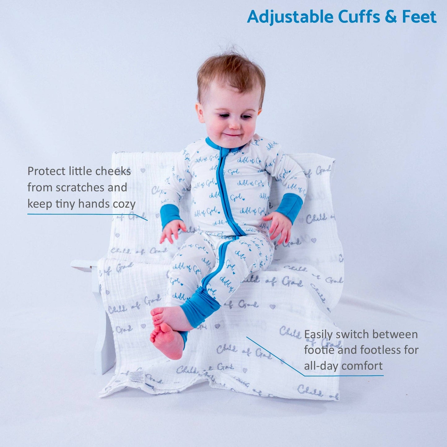 Child of God - Blue Zipper One Piece Pajama