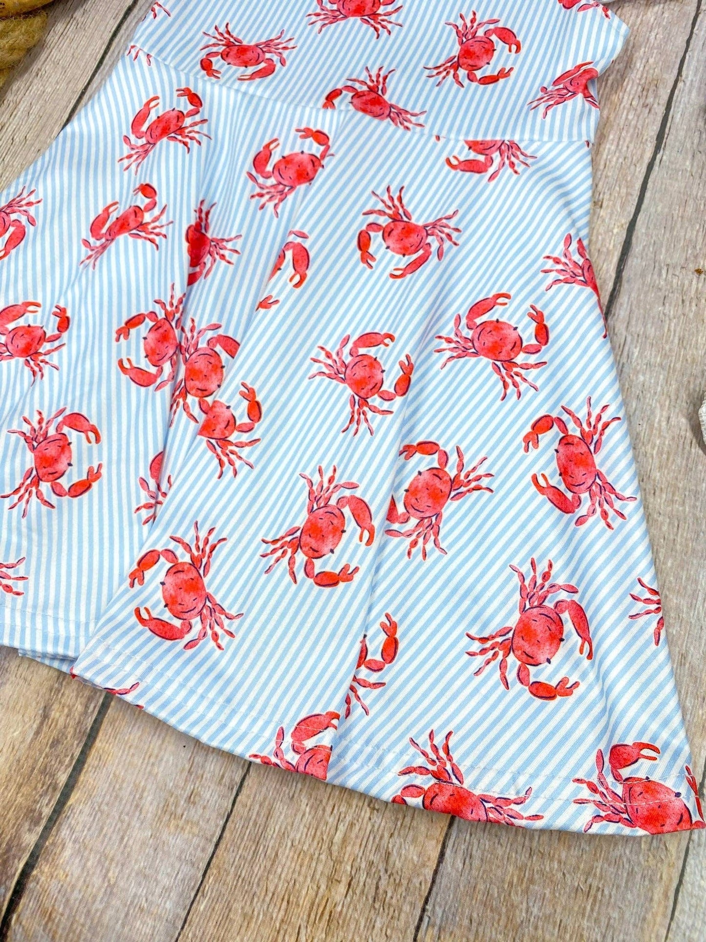 Coastal Crab Twirl Dress | Girls Ocean Print Flutter Sleeve Dress
