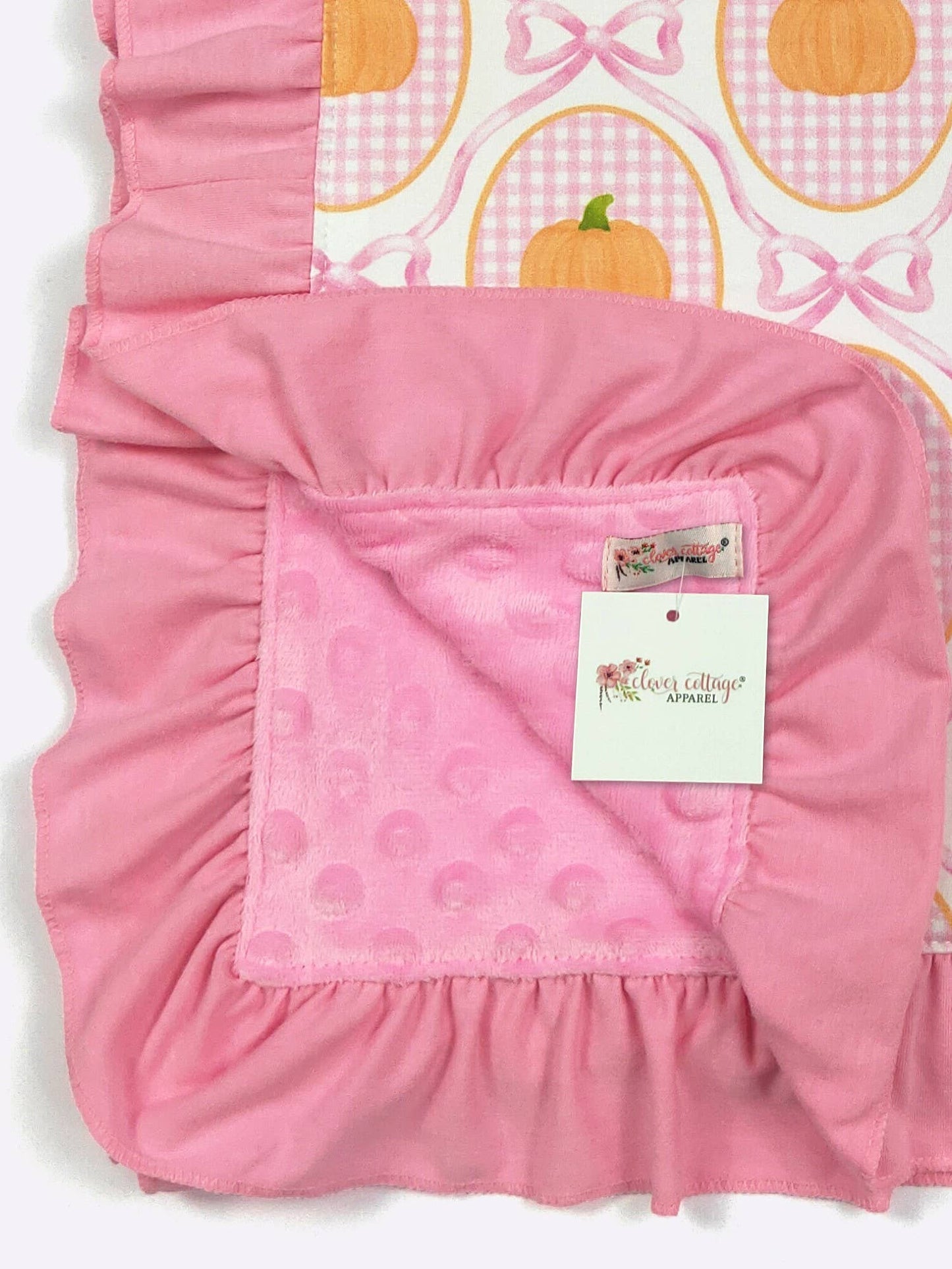 Clover Cottage - Pink Gingham Pumpkin Blanket