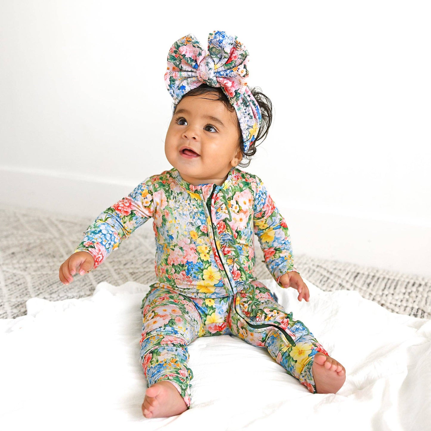 Joanna RUFFLE ZIP Bamboo One Piece Floral Baby Clothing