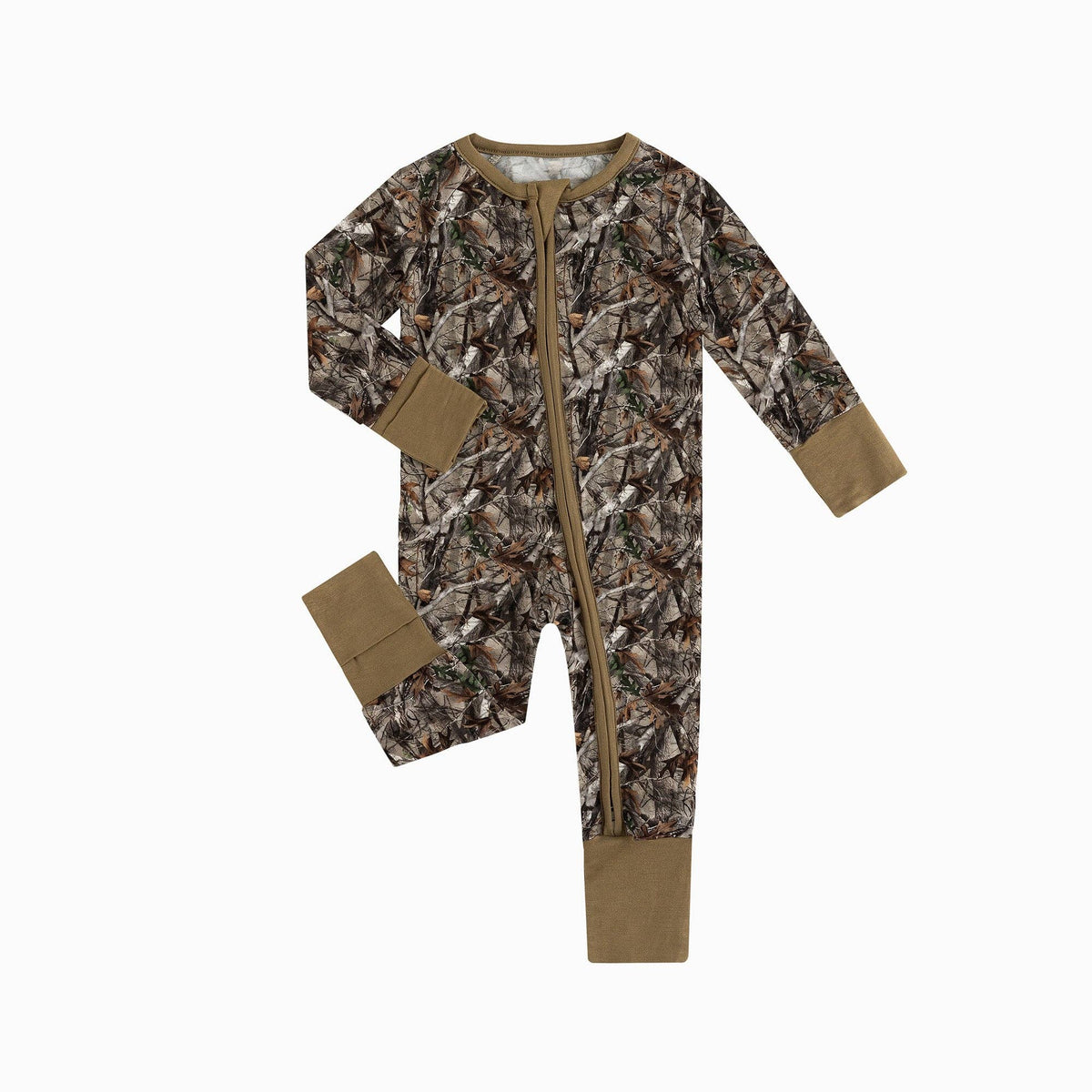 FancyPrince - Retro Leaves Bamboo Zipper Romper Pajamas