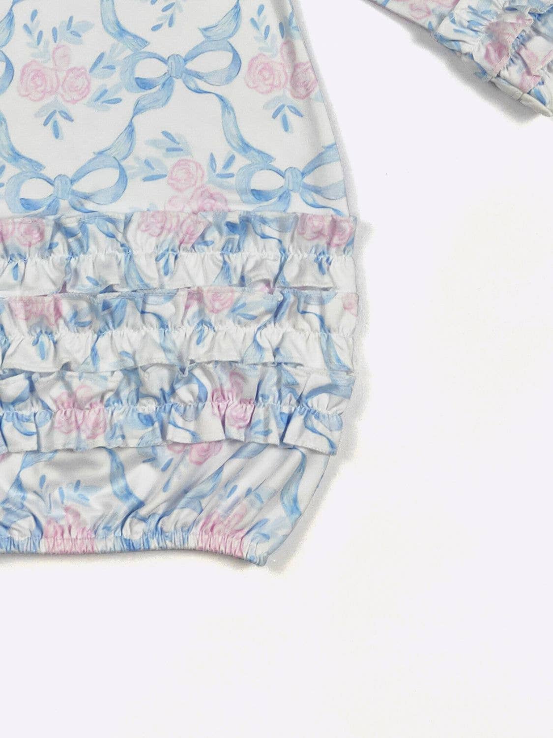 Blue Bow Trellis Baby Gown