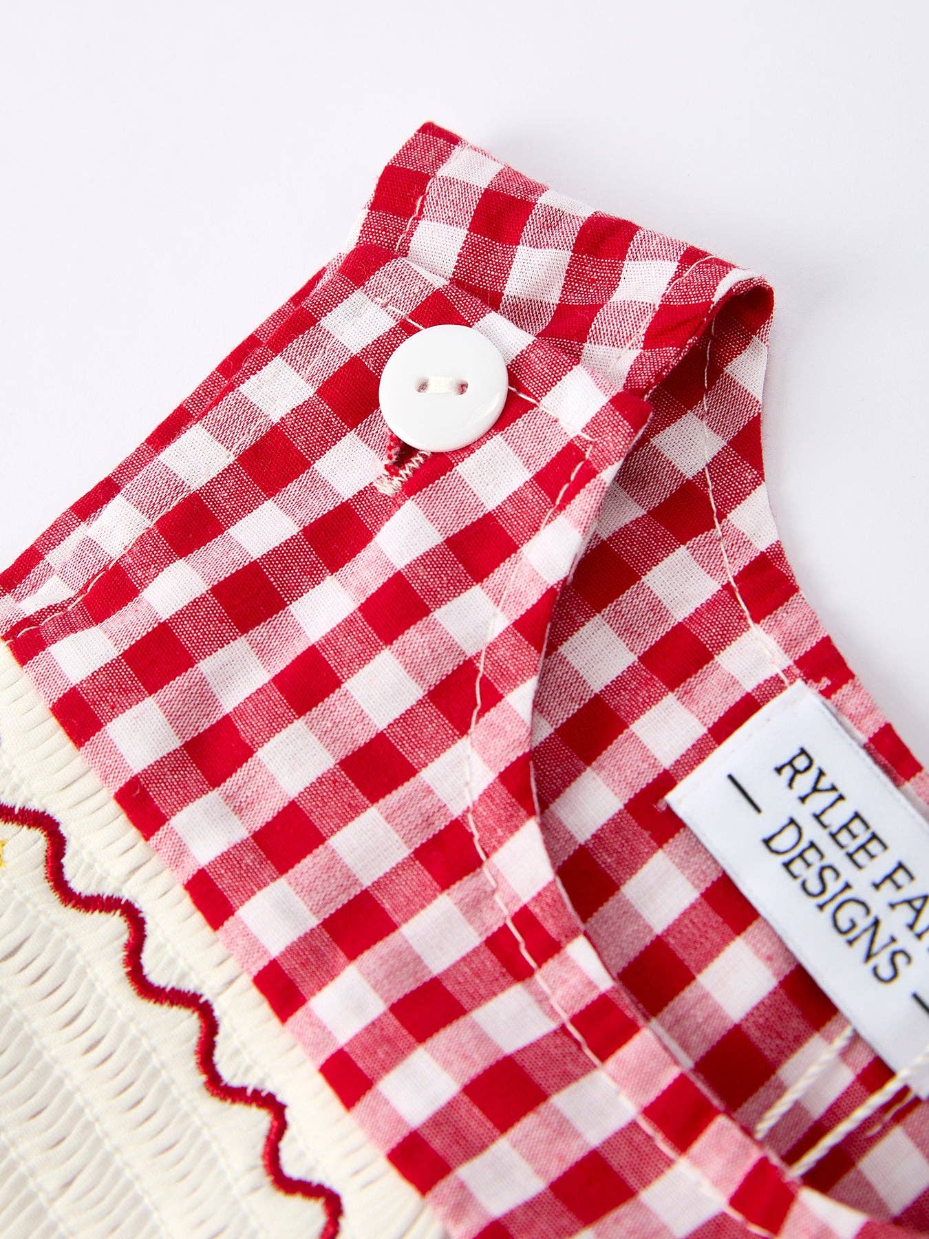 Rylee Faith Designs - Christmas Smocking Embroidered Tree Plaid Baby Boy Romper