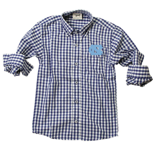 Wes and Willy - North Carolina Tar Heels Youth Boys LS Gingham Shirt