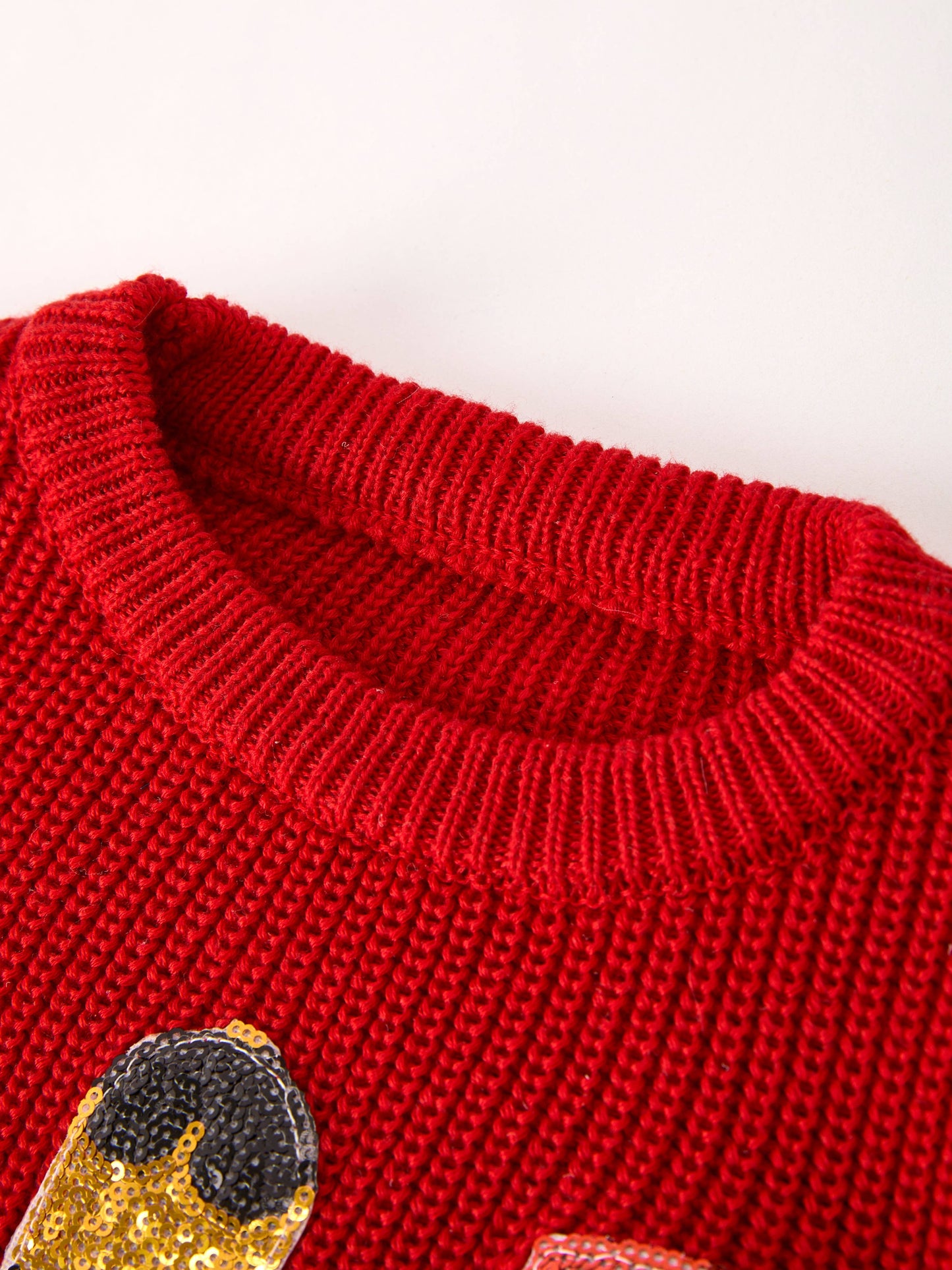 Red Christmas Girls Nutcracker Sequins Pullover Sweater