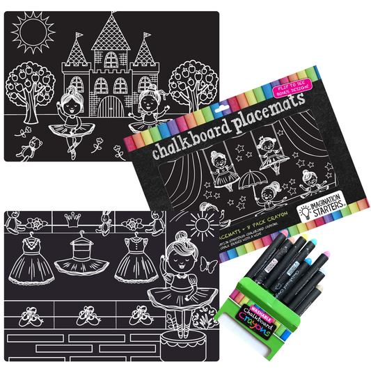 Imagination Starters - Reusable Coloring Ballerina Travel Mat Set