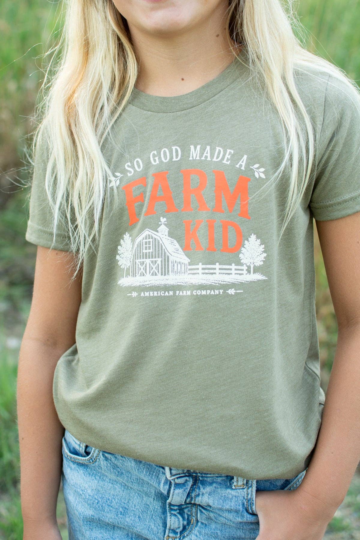 American Farm Company - Fall 'So God Made a Farm Kid' Toddler/Youth T-Shirt - Olive