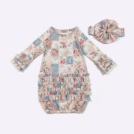 Patchwork Rose Baby Gown