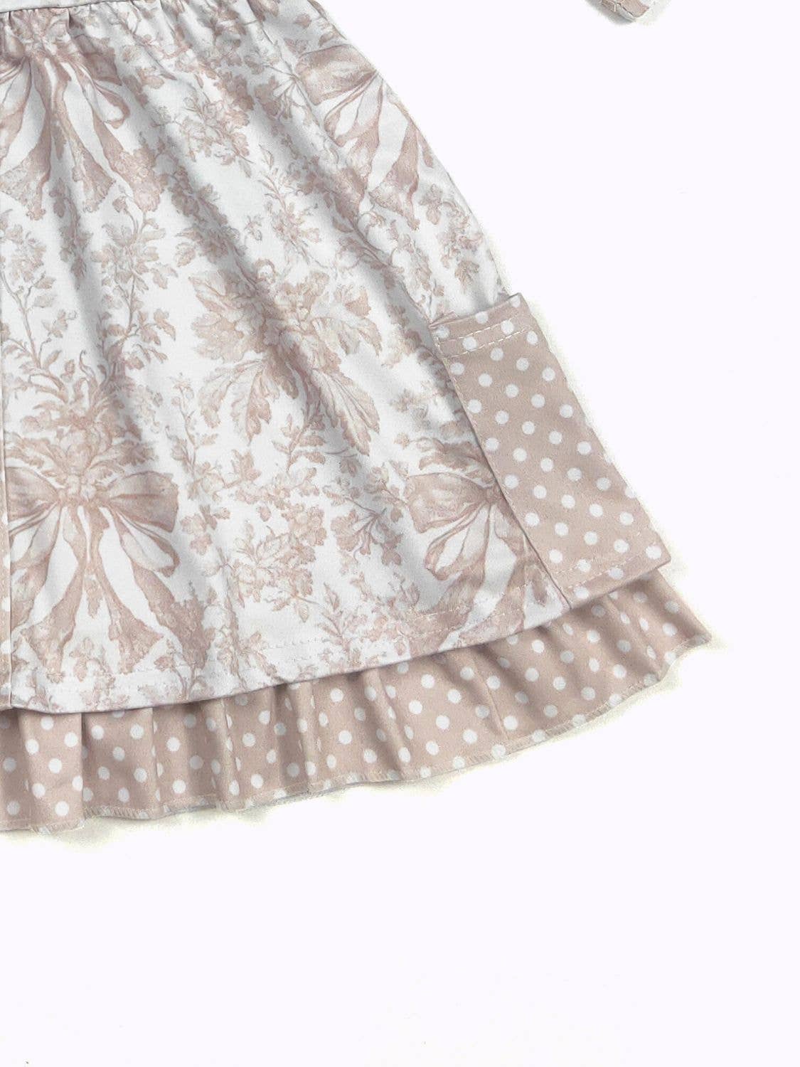 Clover Cottage - Fawn Damask Girls Dress