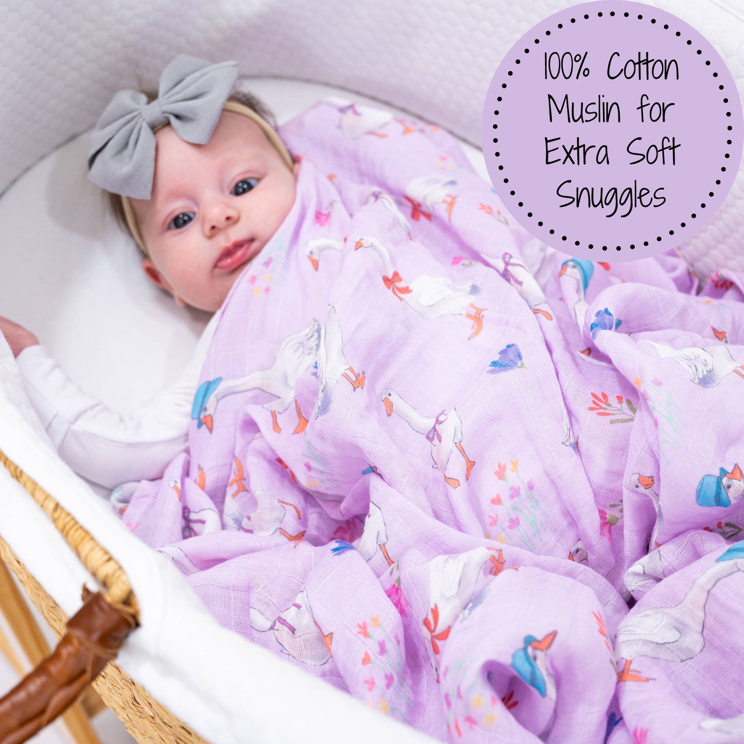 LollyBanks - Cute Goose Baby 100% Cotton Muslin Swaddle Blanket