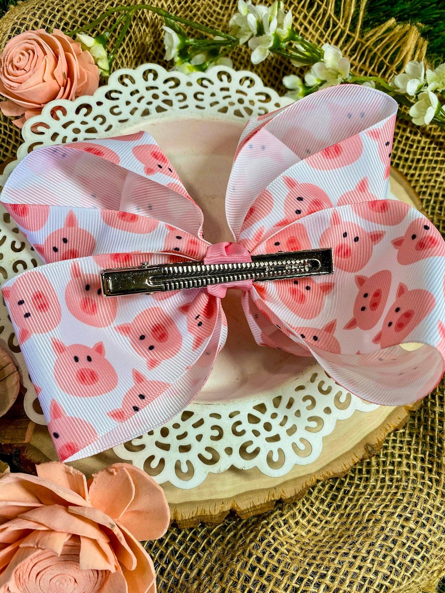 Pig Print Hair Bow
