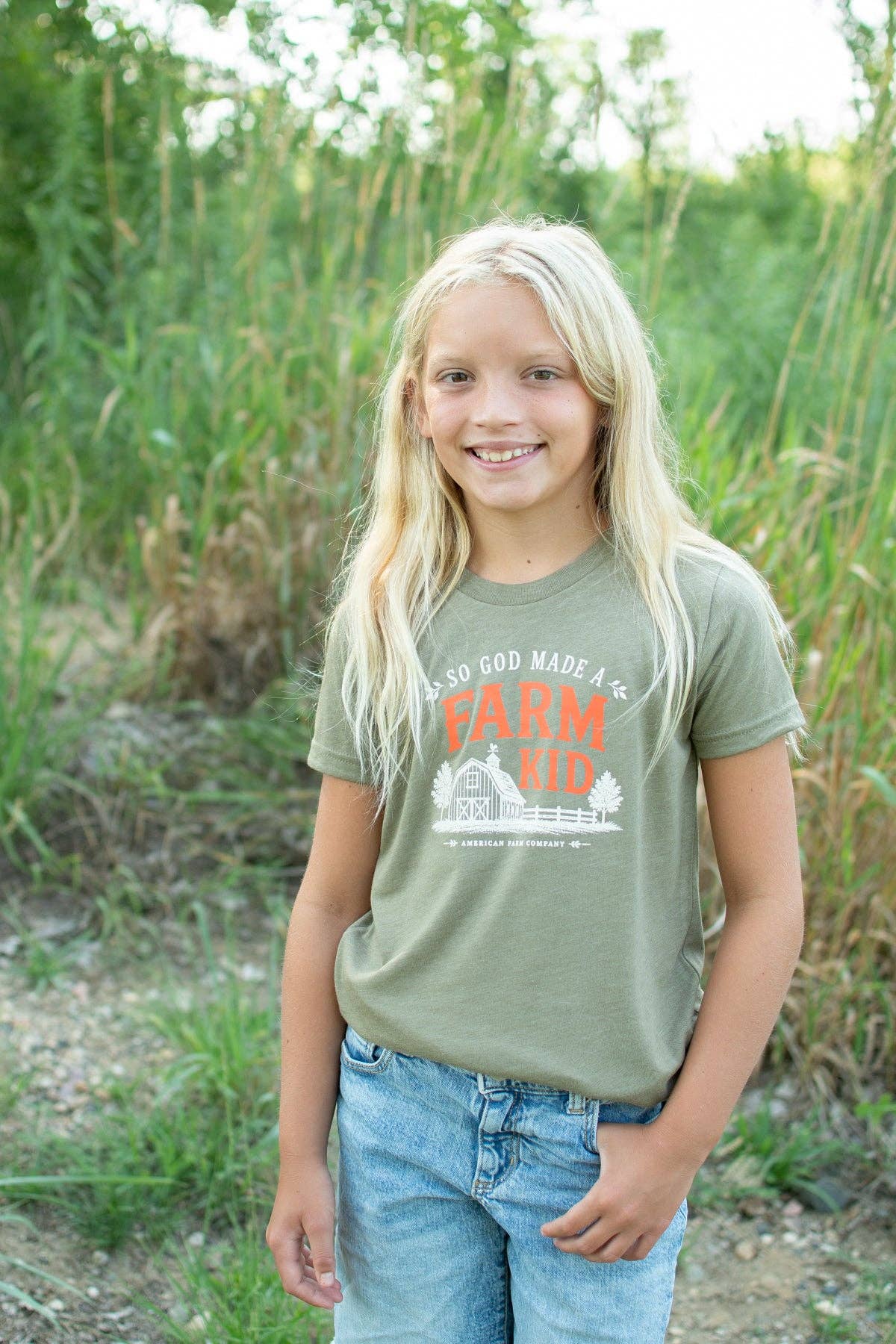 American Farm Company - Fall 'So God Made a Farm Kid' Toddler/Youth T-Shirt - Olive
