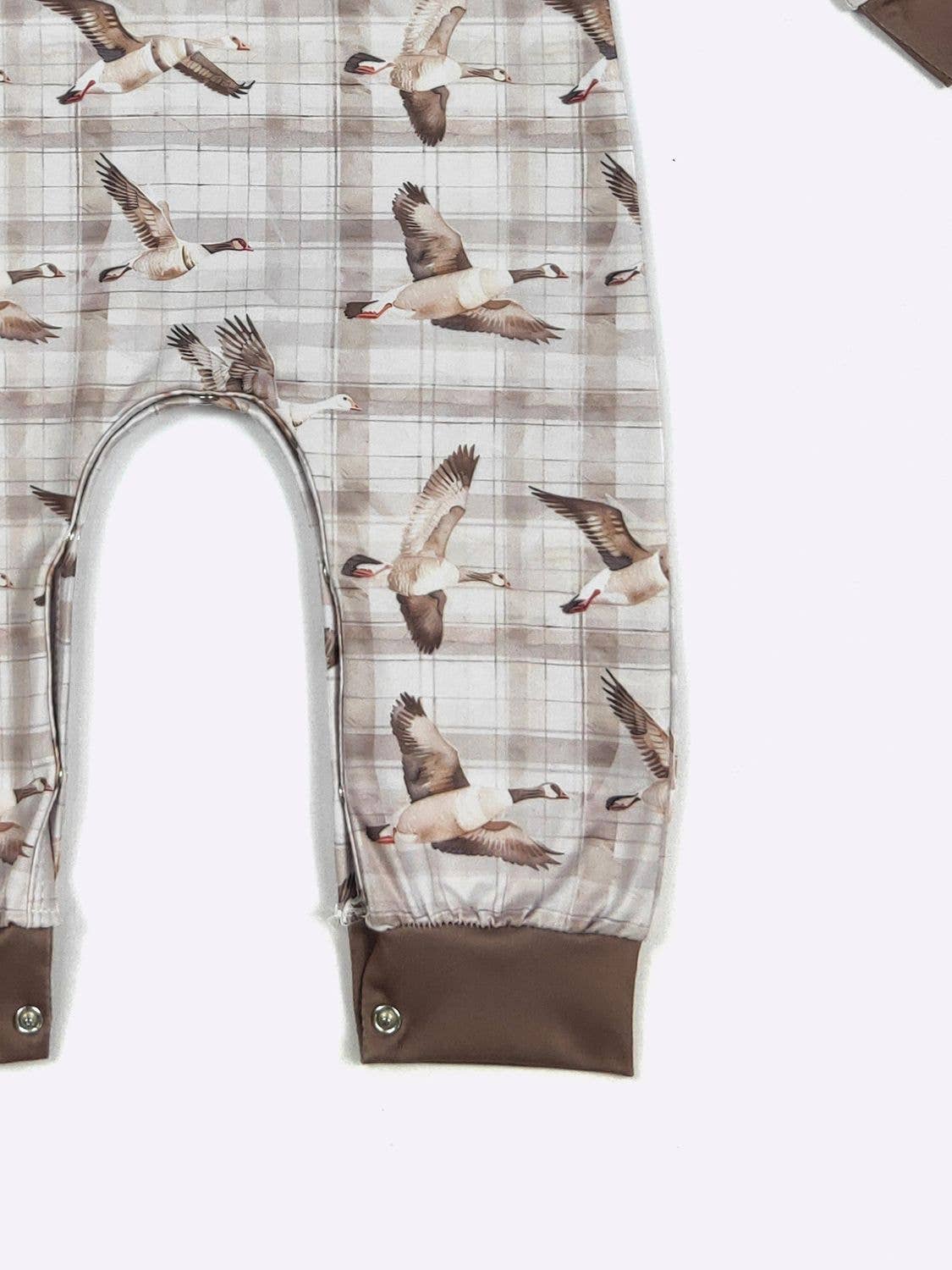 Clover Cottage - Plaid Mallard LS Boy Romper