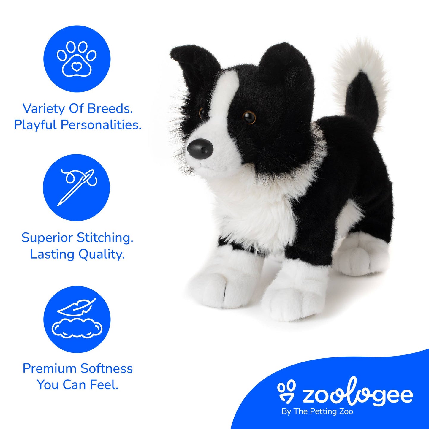 The Petting Zoo - New Border Collie Dog Medium 10" (26cm)