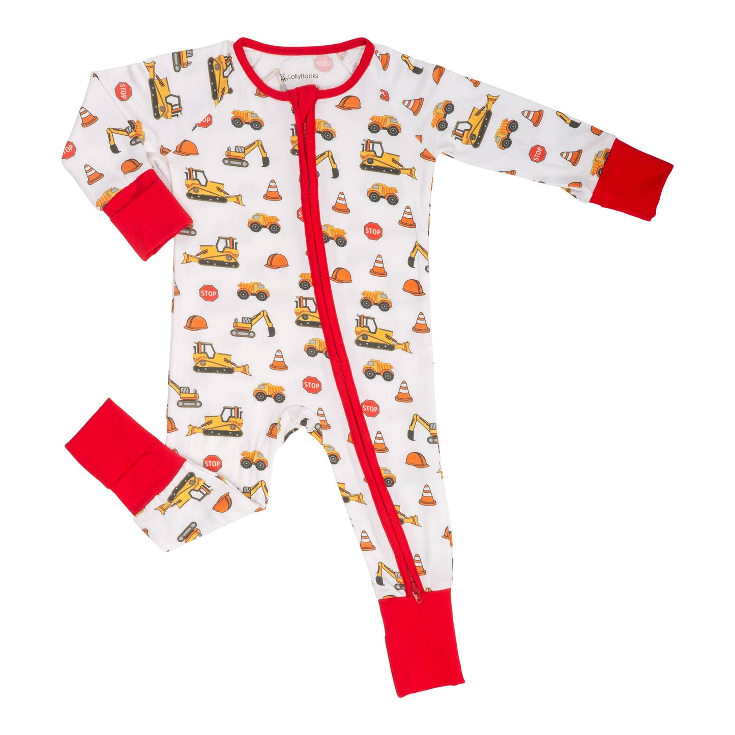 LollyBanks - Under Construction Baby Bamboo Pajamas  2 Way Zipper