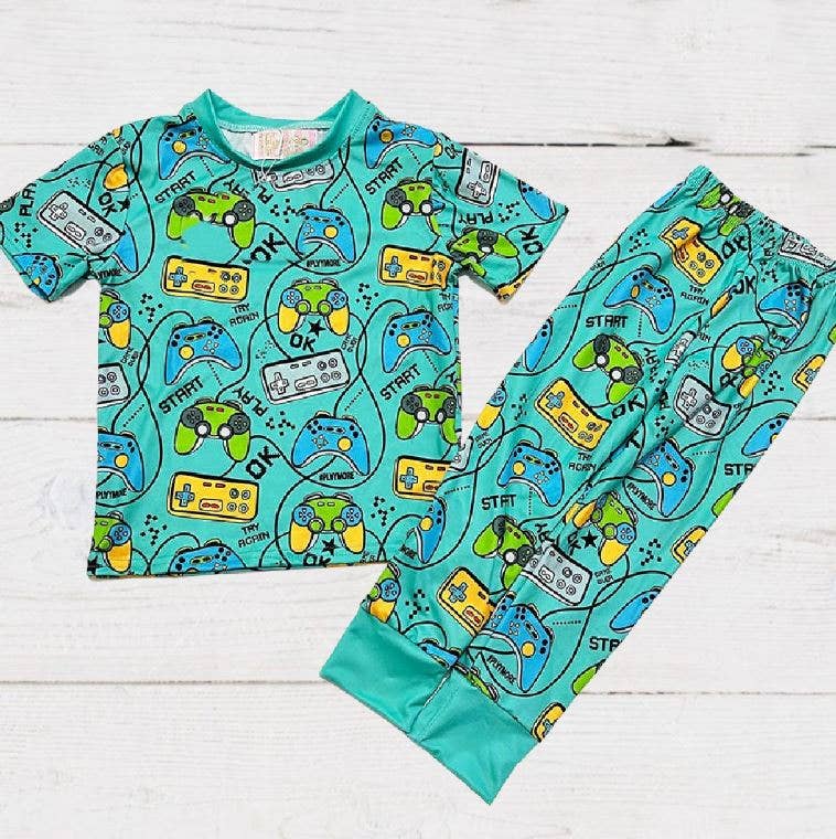 Boys 2-Piece Pajamas - Turquoise Video Games