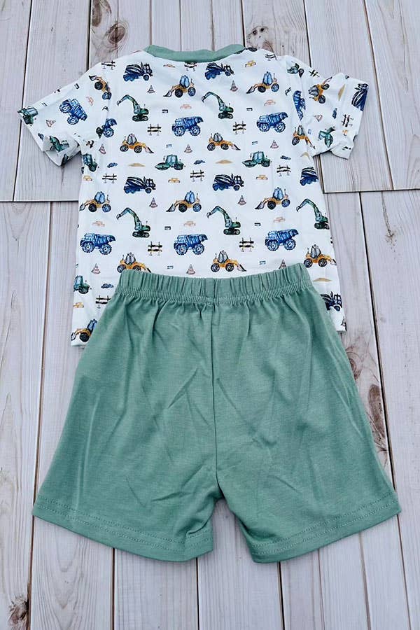 Construction Vehicles 2pc Short Set