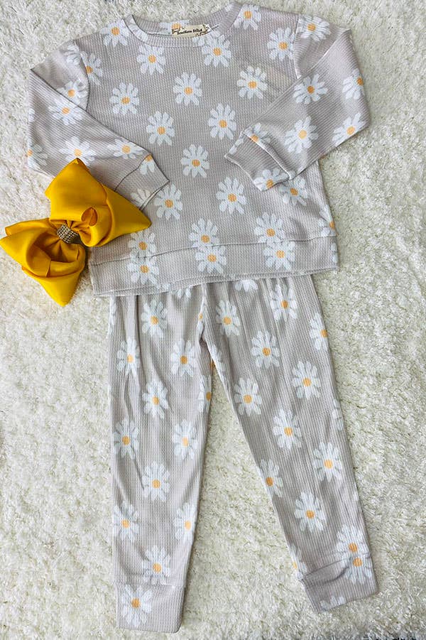 luluclothes - BQ2406 Daisy sweatshirts & pant girls clothing sets