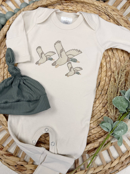Wonderfully Made - Mallard duck baby footie | Baby Boy Outfit