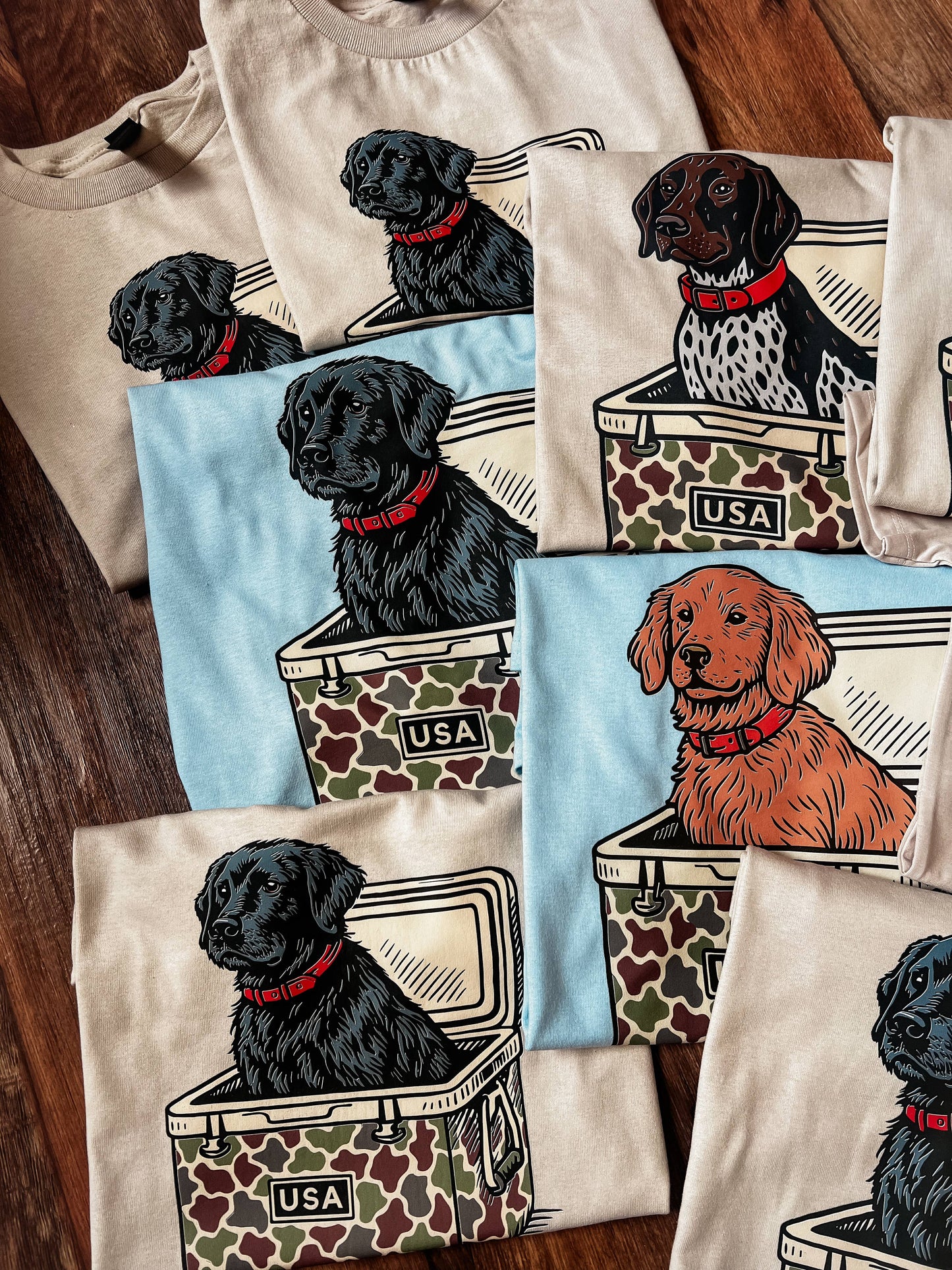 Front Porch Boutique - Camo Cooler Dog Short Sleeve Tee