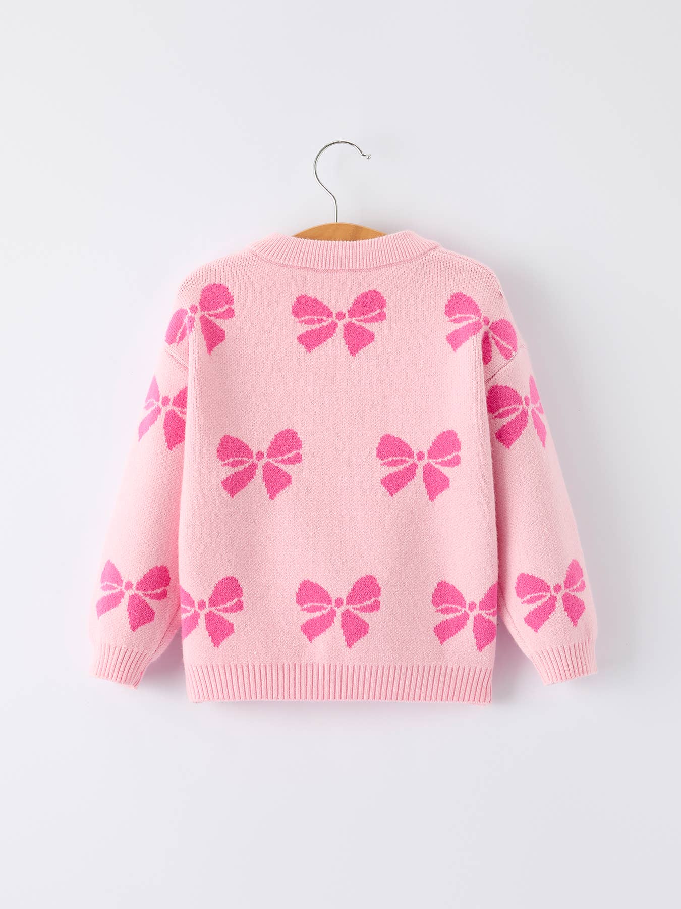 Rylee Faith Designs - Pink Baby Bow Ribbon Ties Sweater Cardigan