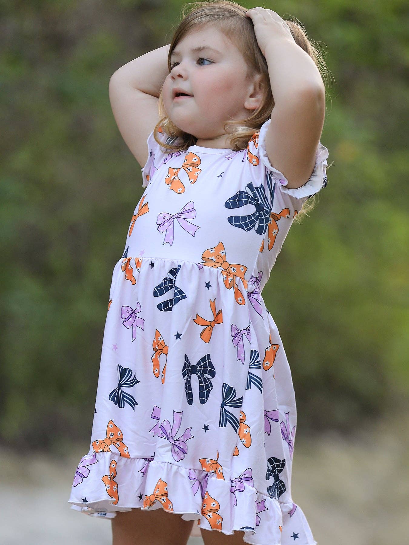 Rylee Faith Designs - Halloween Bow Print Cute Girls Dress