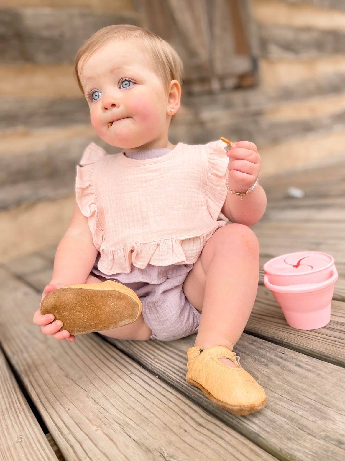 Ali+Oli - Muslin Cotton Ruffle Baby Bib (Pink)