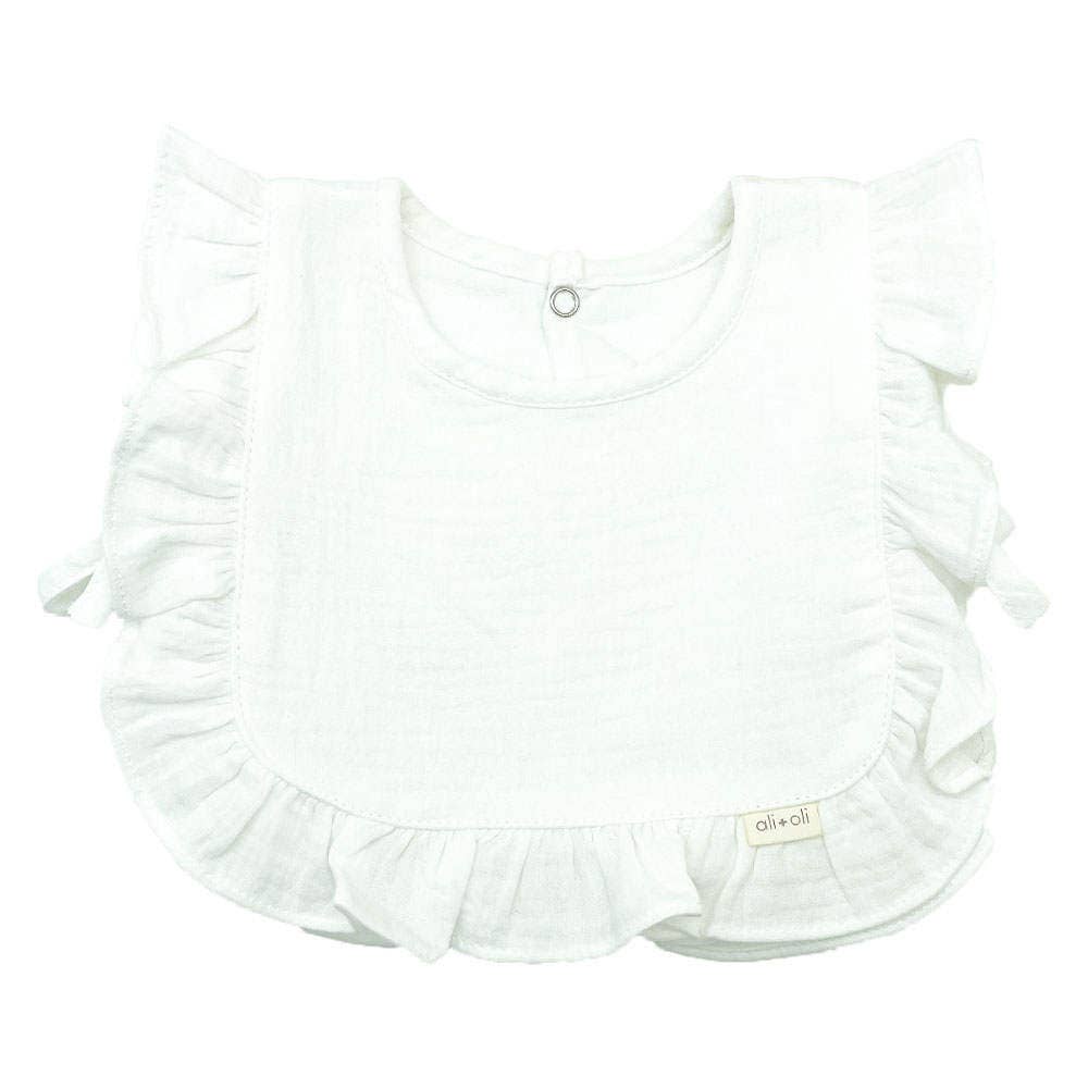 Ali+Oli - Muslin Cotton Ruffle Baby Bib (White)