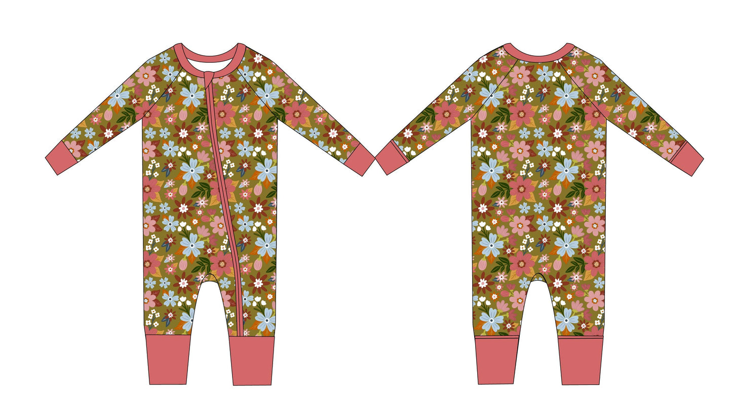 Fall Floral Zippy Bamboo Pajamas