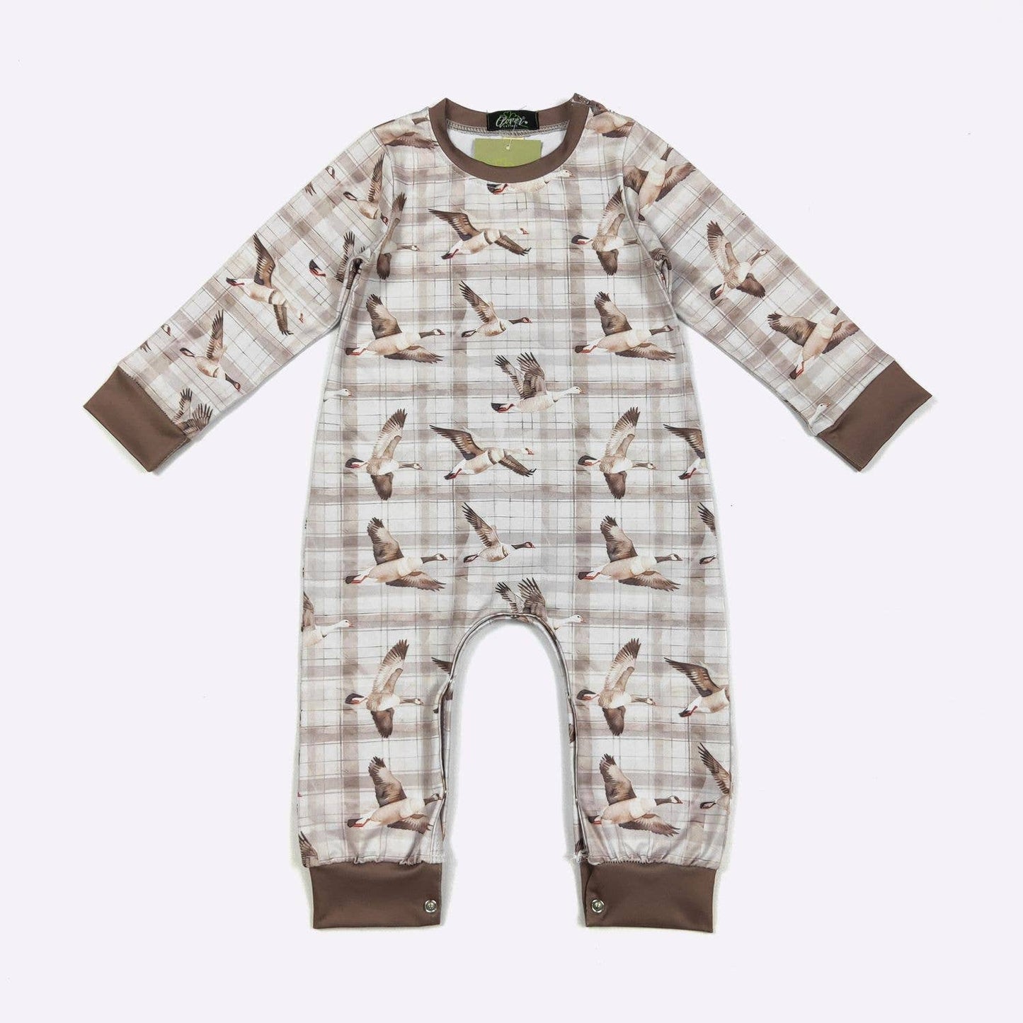 Clover Cottage - Plaid Mallard LS Boy Romper
