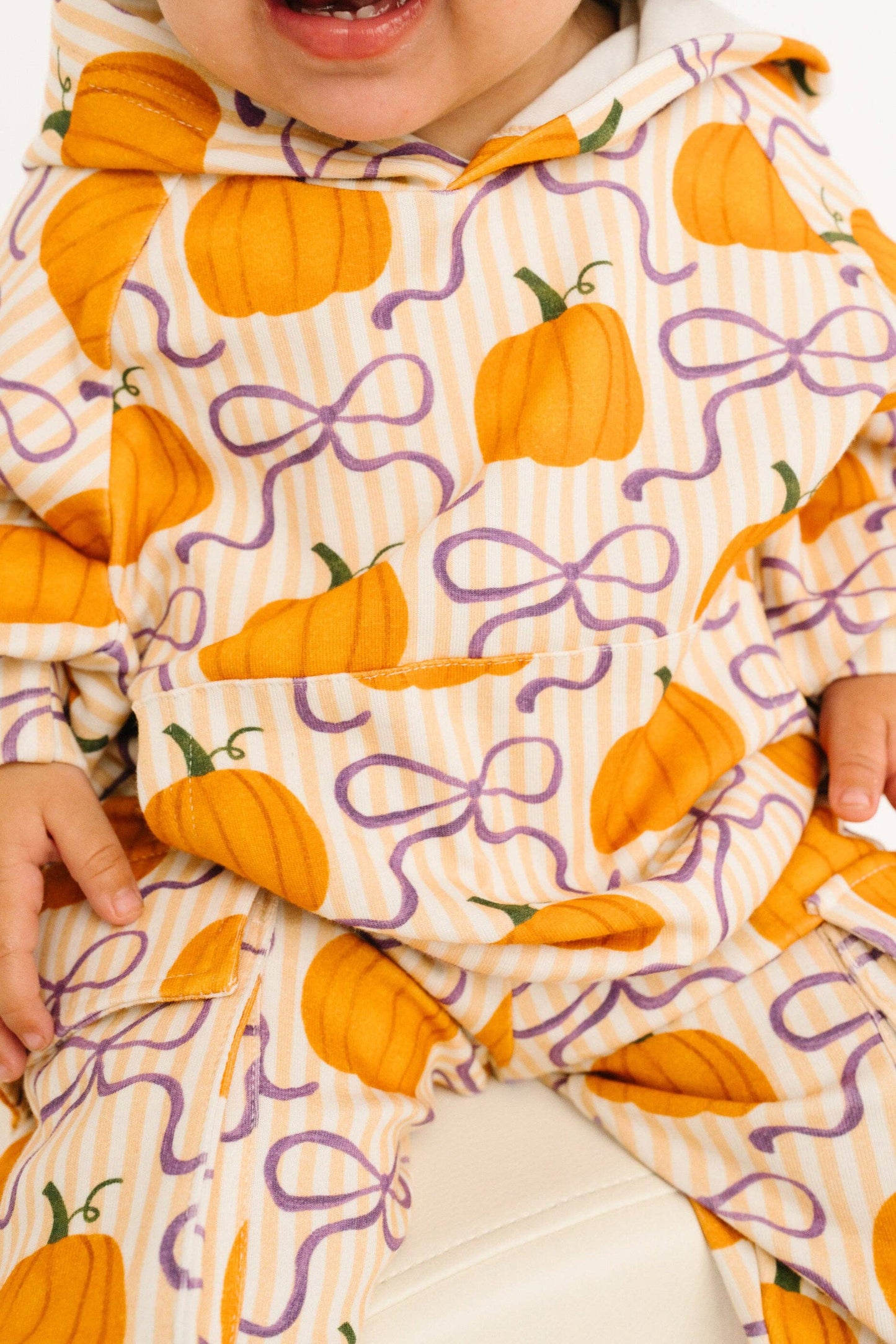 Little One Shop - Pumpkin & Bows Cargo Hoodie Set