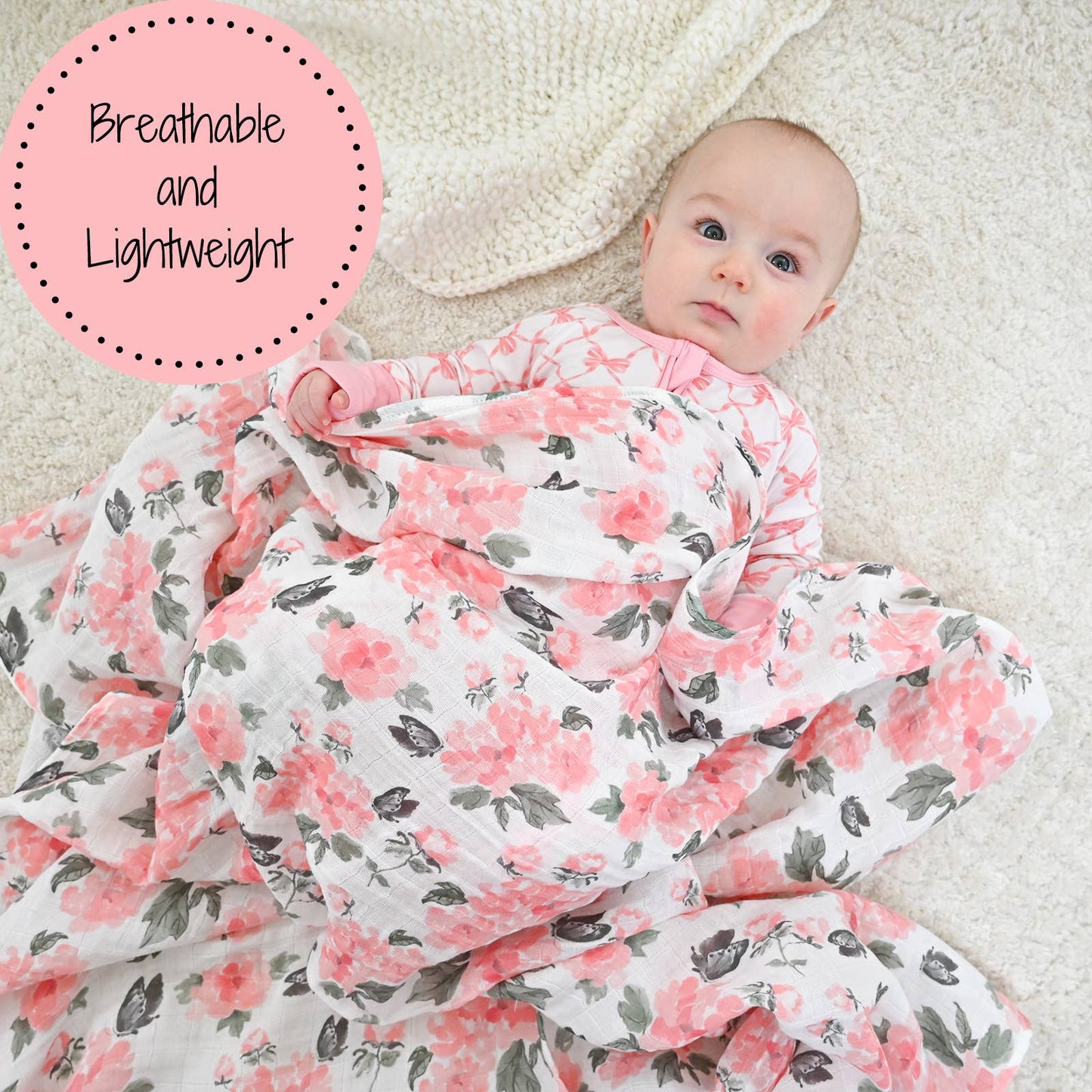 LollyBanks - Pretty in Peony Baby Swaddle Blanket