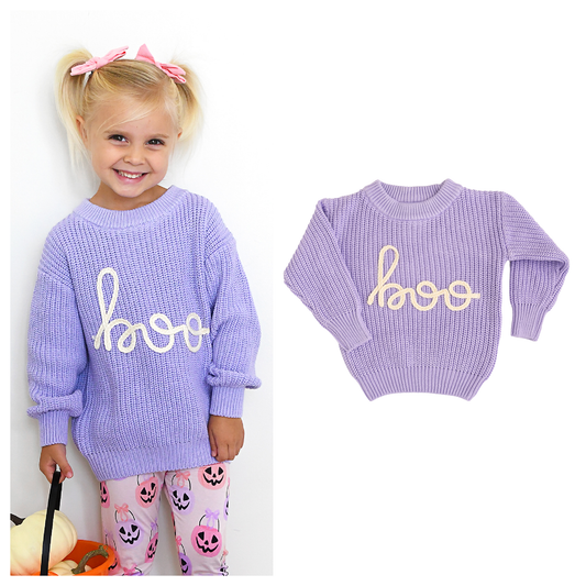 Boo Purple SWEATER Solid Knit Halloween