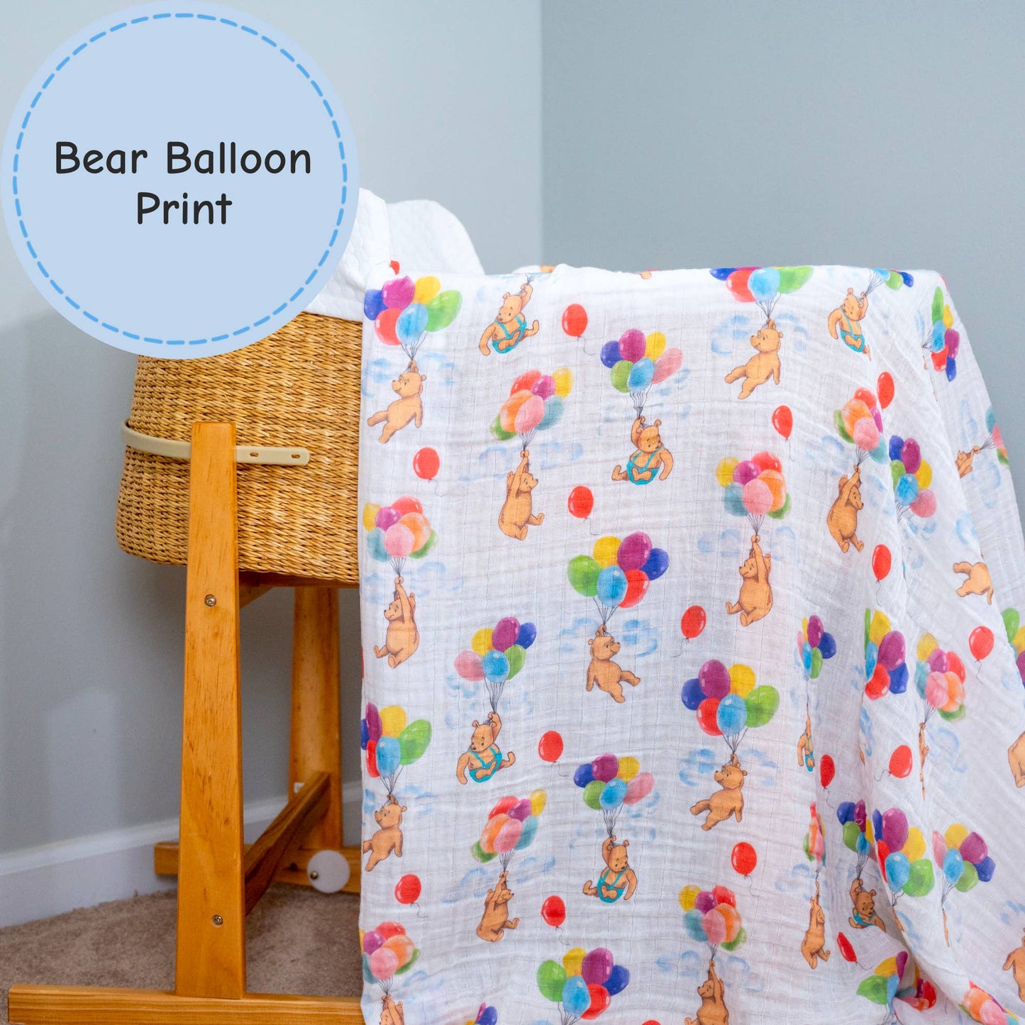 Up, Up & Bear! Baby Muslin Swaddle Blanket