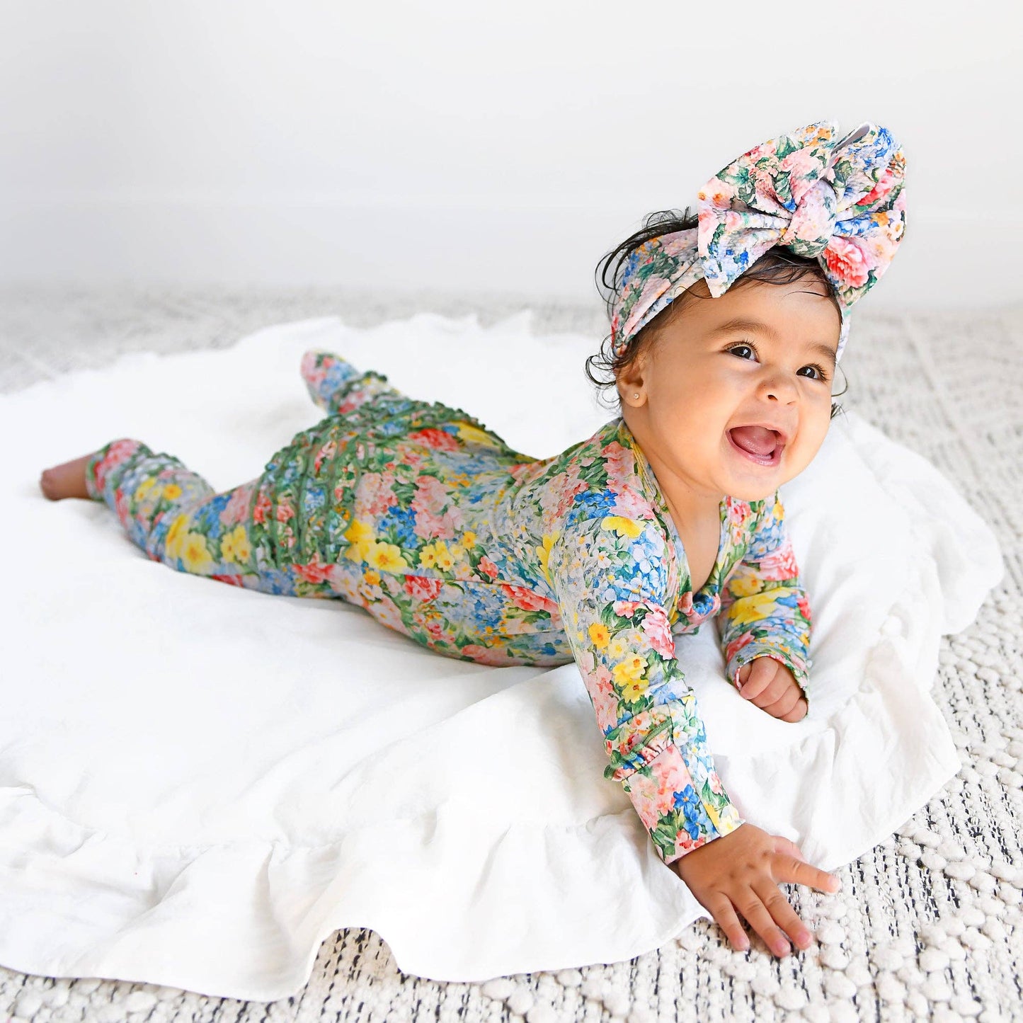 Joanna RUFFLE ZIP Bamboo One Piece Floral Baby Clothing