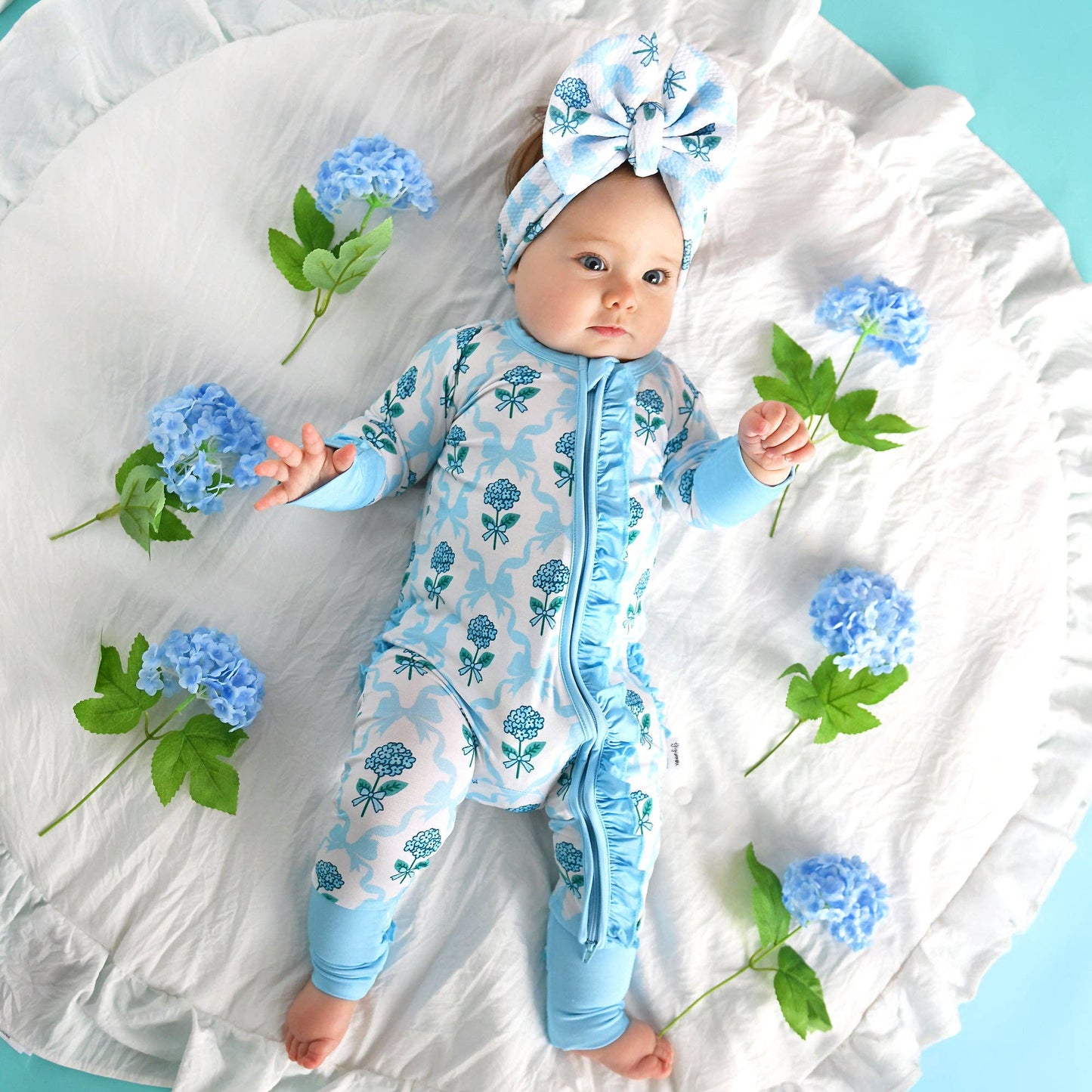 Savannah RUFFLE ZIP Bamboo One Piece Floral Baby Outf