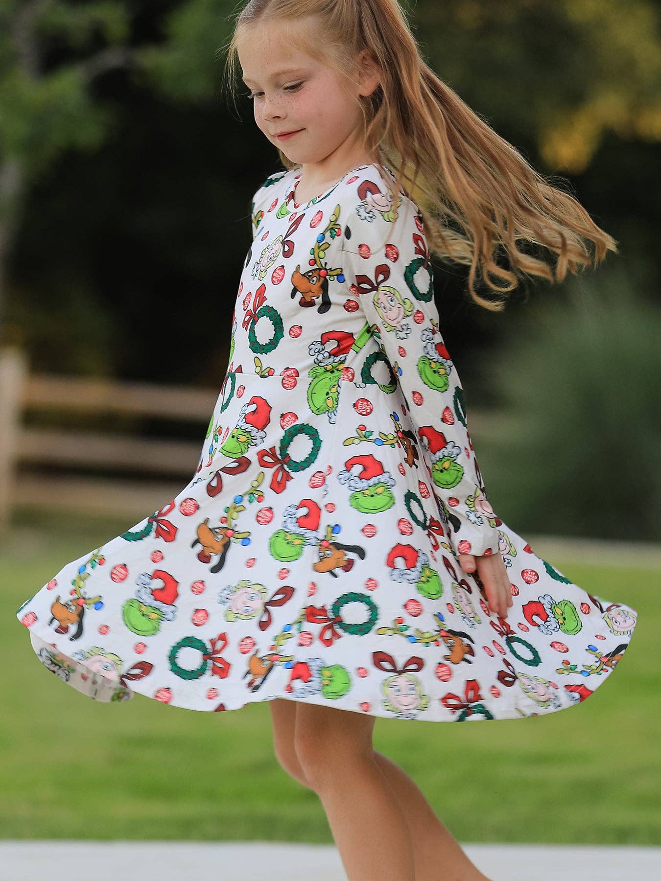 Rylee Faith Designs - Winter Christmas Character Colorful Print  Girls Dress