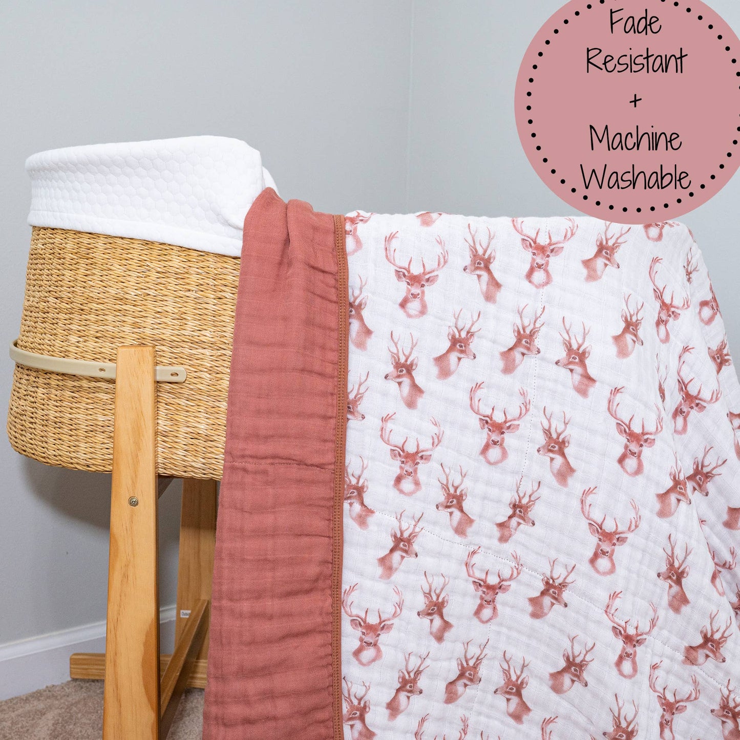 LollyBanks - Oh Deer Baby Toddler 100% Cotton Muslin Blanket