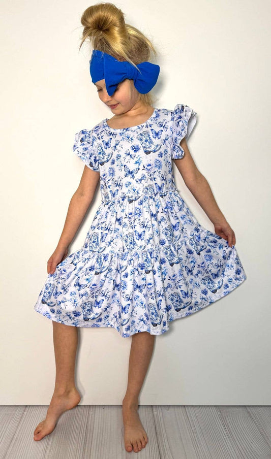 Boots & Butterflies Girls Dress