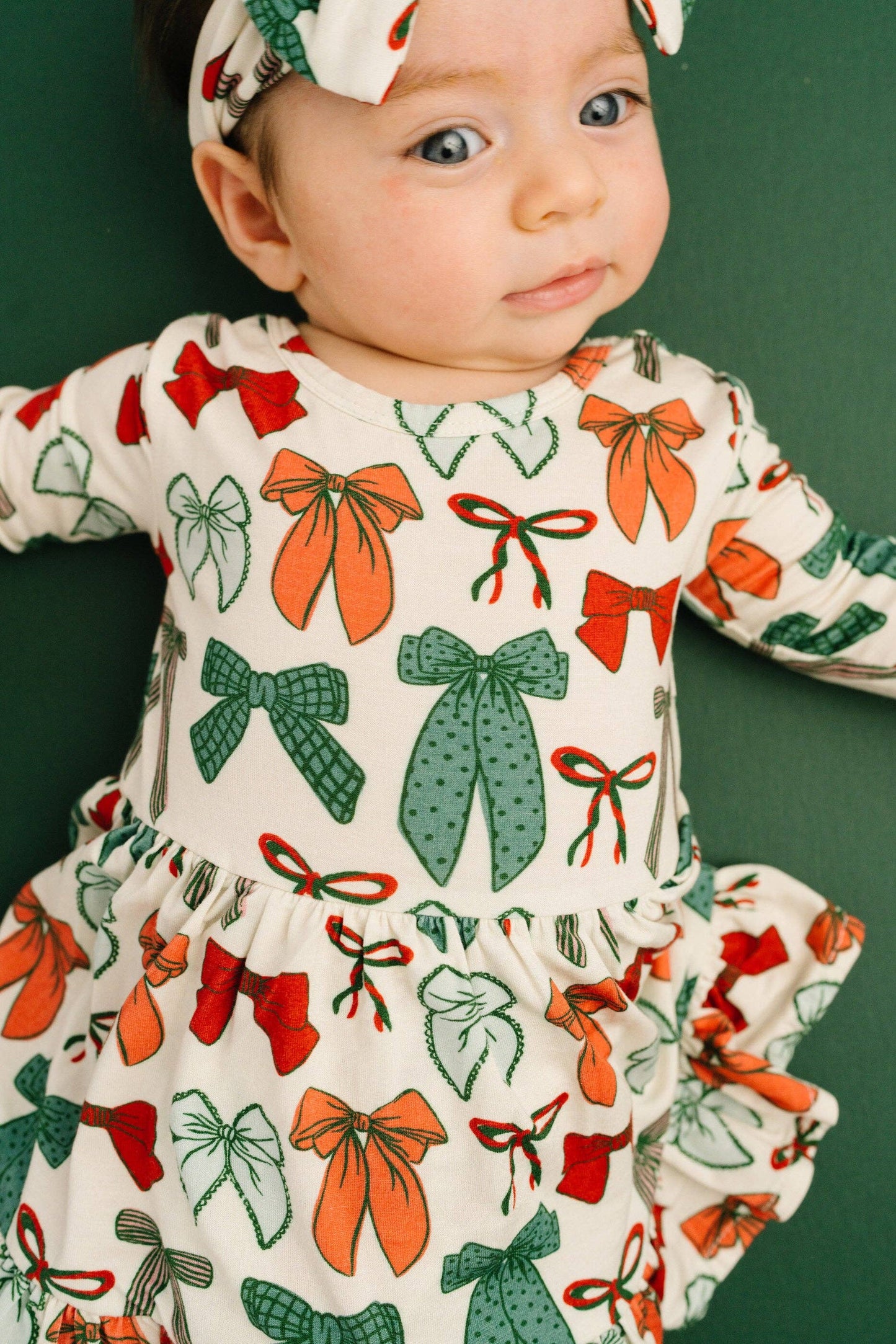 Little One Shop - Merry Bows Bodysuit Bamboo Dress
