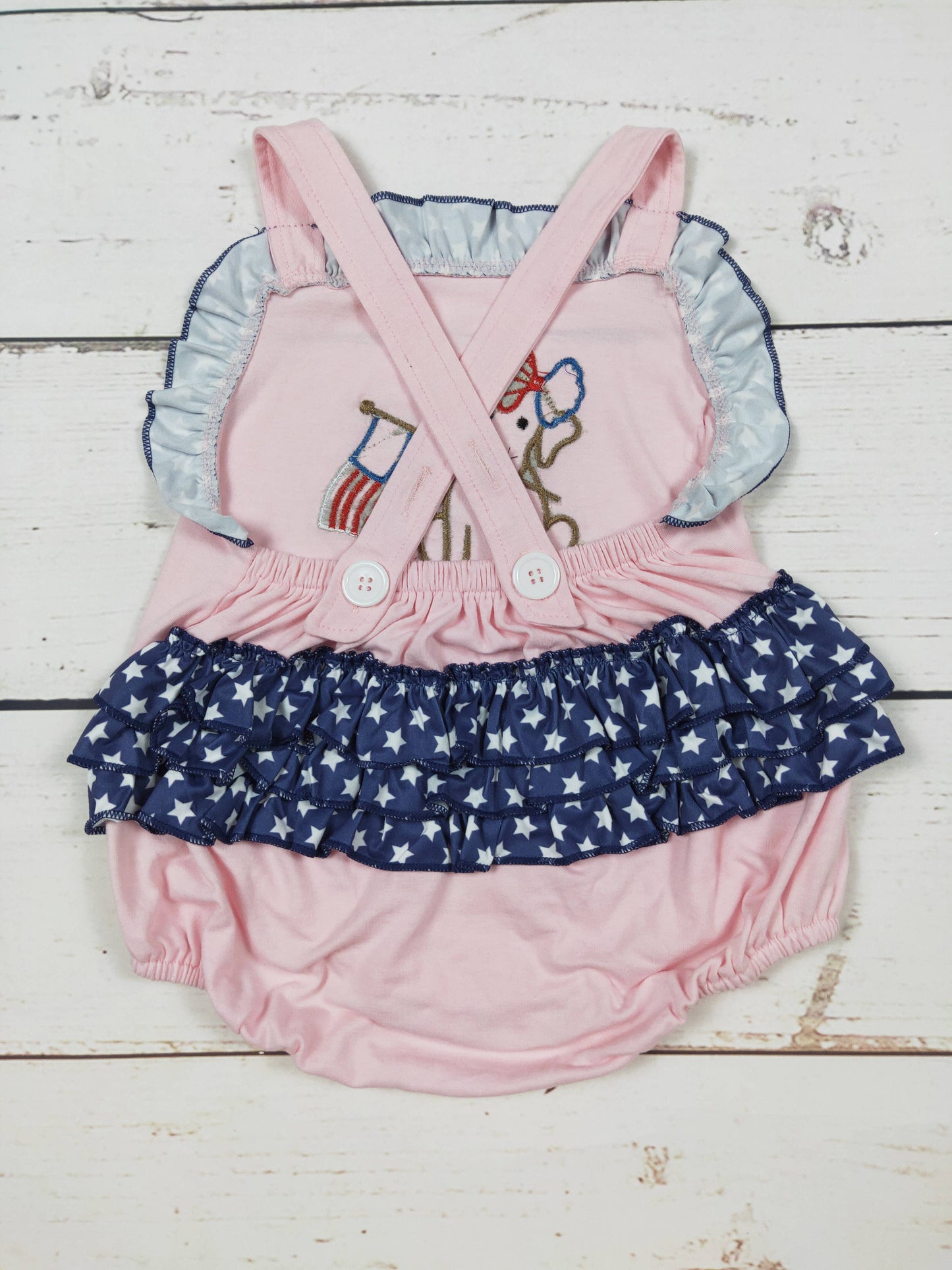 sassy kids palace - Baby Girl Dog Appliqué Patriotic Bubble
