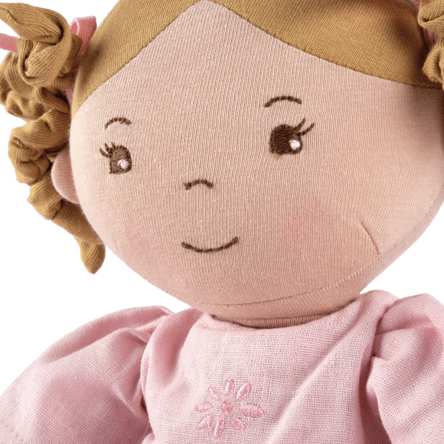 Tikiri Toys LLC - Amelia Lt. Brown Hair Doll in Pink Linen Dress w/Display Box