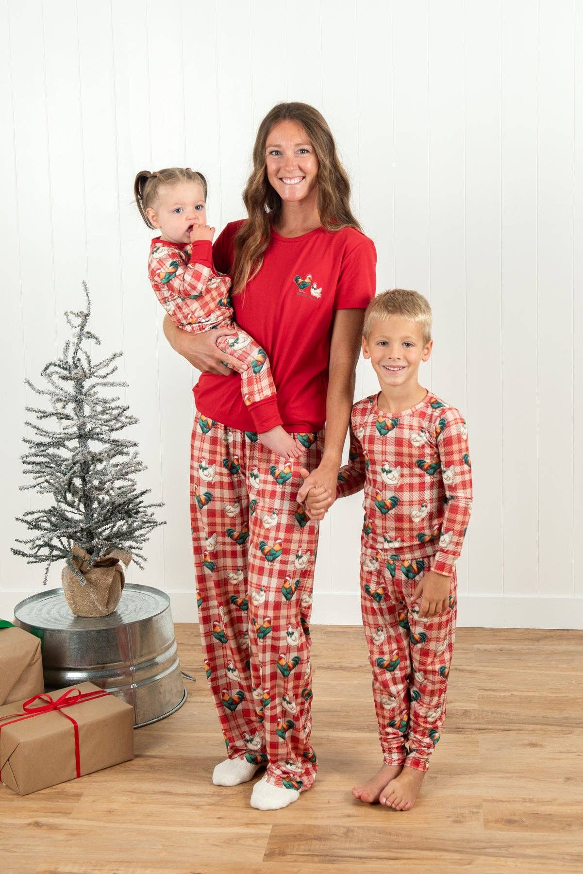 Christmas Chickens Plaid Baby Zippy