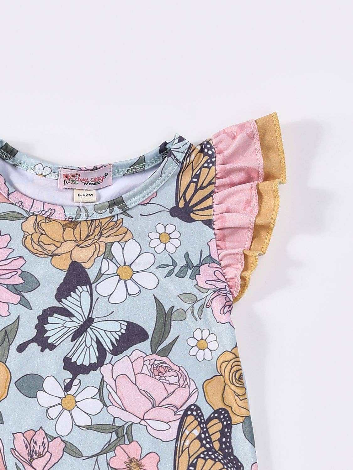 Aqua Butterfly Garden Baby Romper