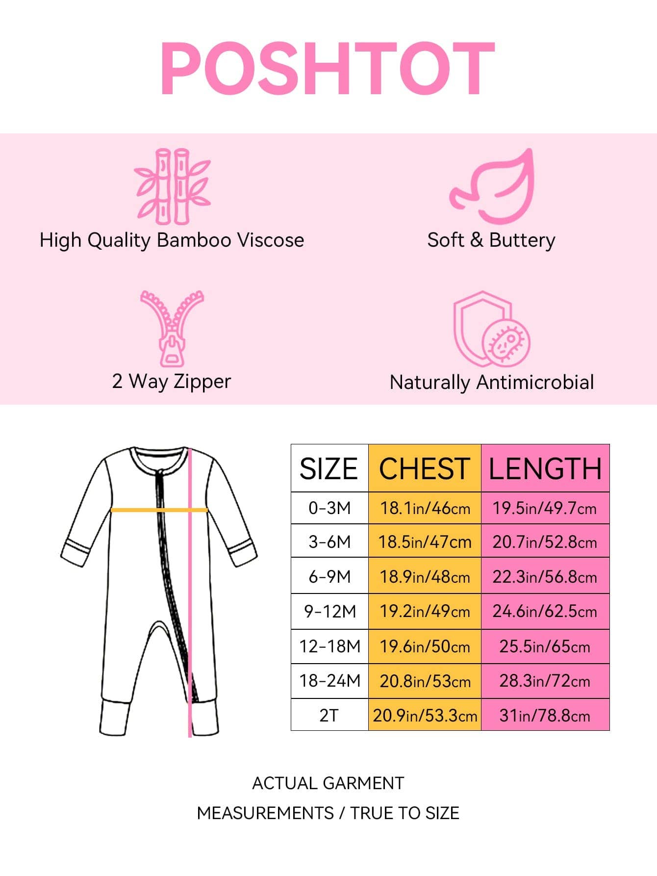 PoshTOT Colorful Seashell Bamboo Baby Convertible Zippy Romper