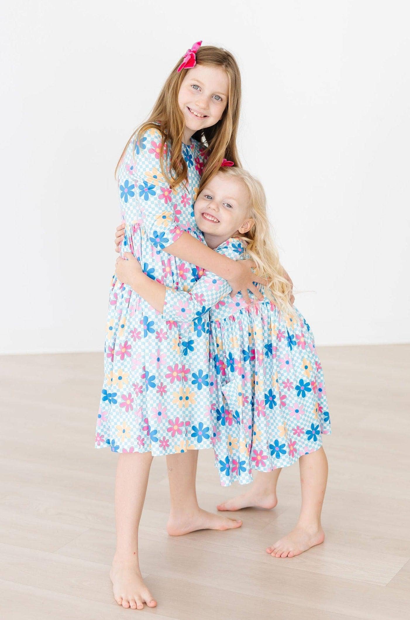 Mila & Rose - Crazy Daisy 3/4 Sleeve Pocket Twirl Dress