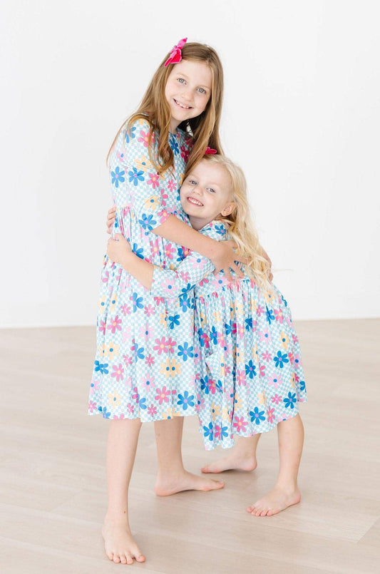 Mila & Rose - Crazy Daisy 3/4 Sleeve Pocket Twirl Dress